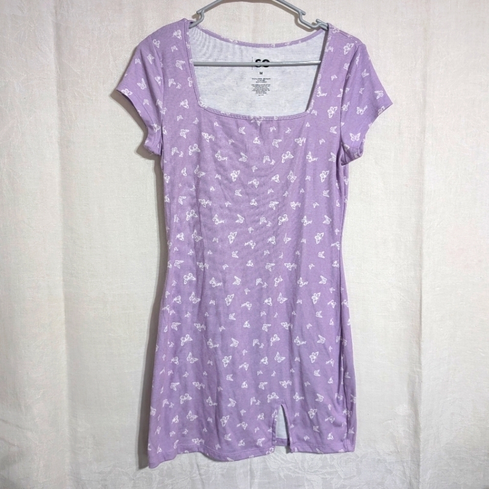 So Purple Butterfly Shirt Dress Size Medium